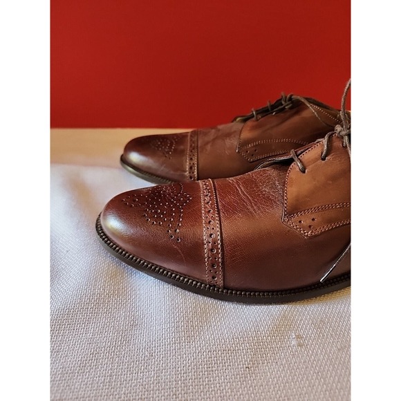 Johnston & Murphy Leather Shoe Cellini Brown Size 10.5 M Conard Cap Toe Wing Tip main image 8